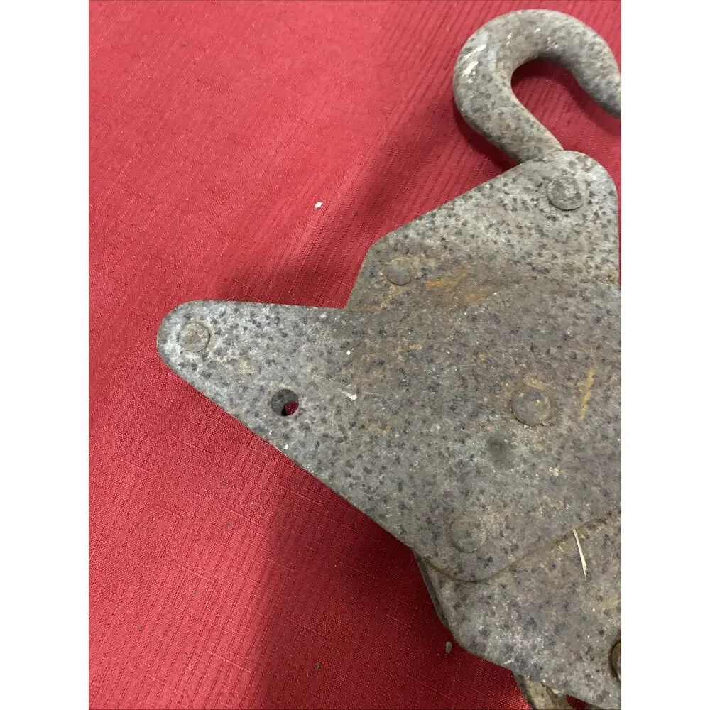Antique Cast Iron Double Pulley With Lever~Farm Equipment-Fence Stretching